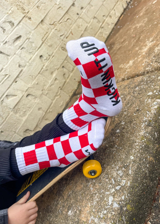 Red + White Checker Socks