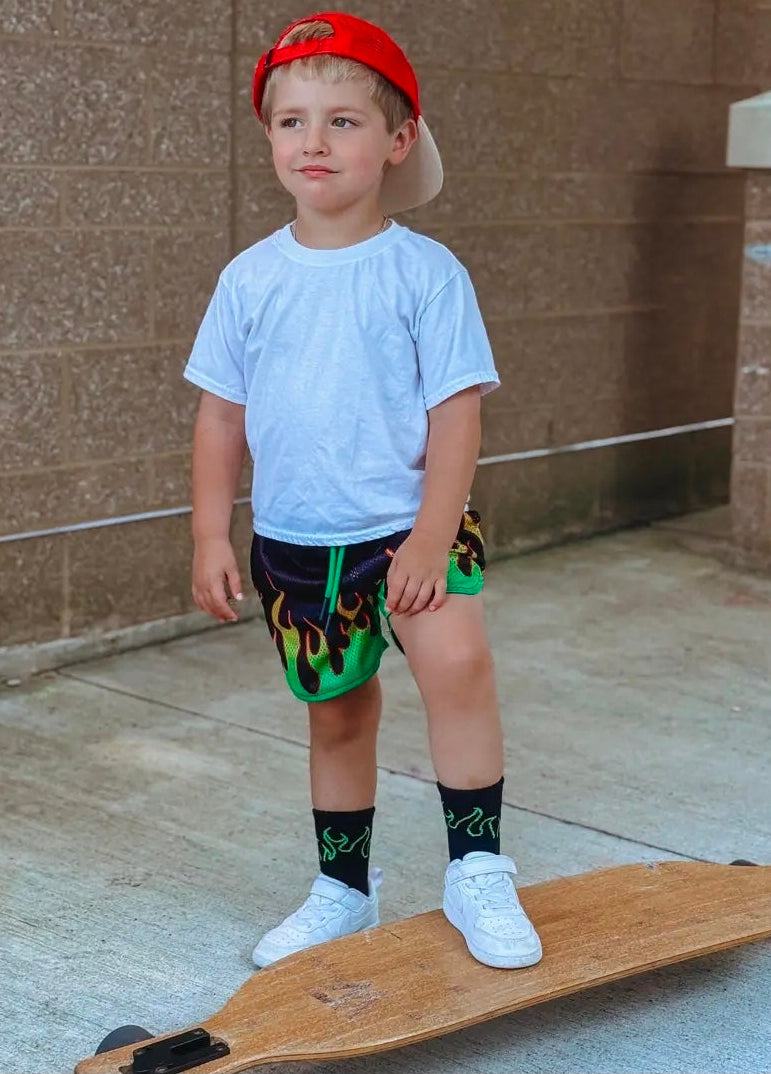 Green Flame Crew Socks